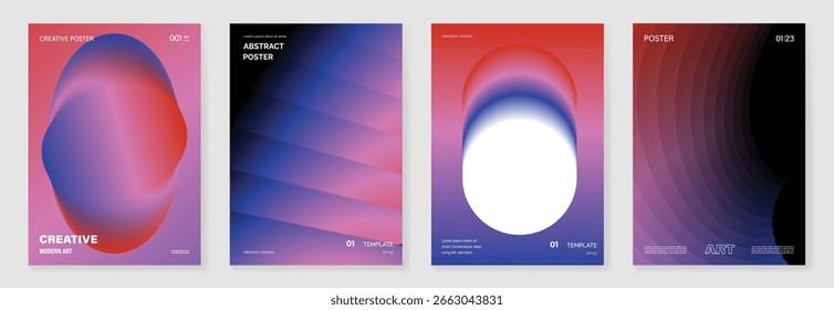 Modern gradient poster background vector set. Cover template with vibrant perspective geometric shapes different. Modern Design for wall art, flyers, brochures, covers and web banners.
