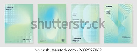 Modern gradient poster background vector set. Minimalist cover template with vibrant perspective geometric prism shapes. Ideal design for social media, cover, banner, flyer.