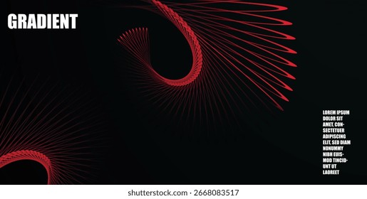 Cartel moderno del gradiente en fondo oscuro. Cubiertas abstractas mínimas. estilos de decoración en el espacio oscuro. Concepto moderno de las rayas del elemento del Diseño gráfico. elemento para el Anuncio del Web, diseño del arte 