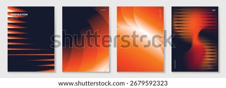 Modern gradient poster on dark background vector set. Cover template with orange gradient geometric in different shape. Modern Design for wall art, flyers, brochures, covers and web banners.