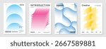 Modern gradient poster on white background vector set. Cover template with blue pink yellow geometric shape and line different. Modern Design for wall art, flyers, brochures, covers and web banners.