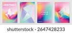 Modern gradient prism poster background vector set. Cover template with vibrant perspective geometric prism shapes different. Ideal design for social media, cover, banner, flyer.