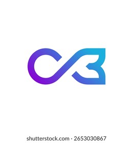 Un moderno logotipo de degradado de púrpura a azul con una 'C' abstracta vinculada a una 'B' estilizada o forma de ala