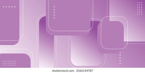 Modern Gradient Purple Round Shapes with White Line Background - Modern Vector Illustration