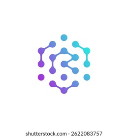 Modern Gradient Purple to Teal Abstract Network Hexagon Logo
