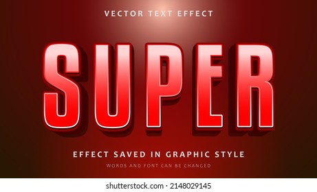 Plantilla de diseño de efecto de texto Super Editable de 3d de Word de degradado moderno rojo. Efecto guardado en estilo gráfico