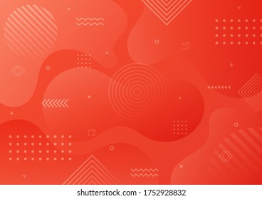 modern gradient red abstract geometric shape. memphis style background. vector illustration.