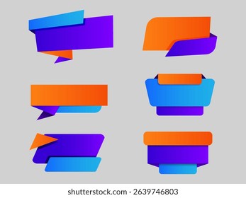 Modern Gradient Ribbon Banner Set Blue Purple Orange Design