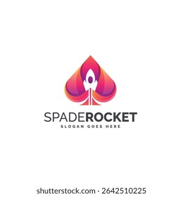 Design moderno do logotipo do foguete de gradiente