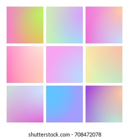 Modern gradient set with square abstract backgrounds. Colorful fluid covers for calendar, brochure, invitation, cards. Trendy soft color. Template with modern gradient set for screens and mobile app