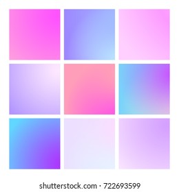 Modern gradient set with square abstract backgrounds. Colorful fluid cover for poster, banner, flyer and presentation. Trendy soft color. Template with modern gradient set for screens and mobile app