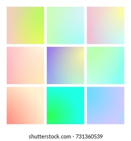Modern gradient set with square abstract backgrounds. Colorful fluid cover for poster, banner, flyer and presentation. Trendy soft color. Template with modern gradient set for screens and mobile app