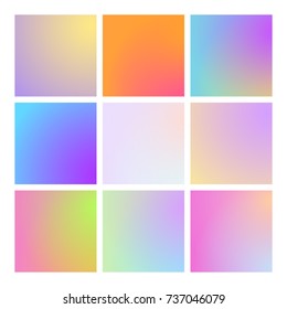 Modern gradient set with square abstract backgrounds. Colorful fluid covers for calendar, brochure, invitation, cards. Trendy soft color. Template with modern gradient set for screens and mobile app