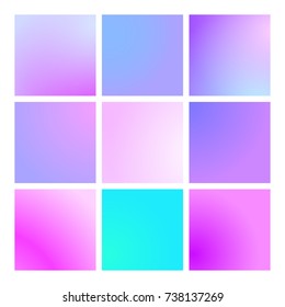 Modern gradient set with square abstract backgrounds. Colorful fluid cover for poster, banner, flyer and presentation. Trendy soft color. Template with modern gradient set for screens and mobile app