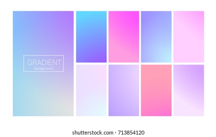 Modern gradient set with vertical abstract backgrounds. Colorful fluid cover for poster, banner, flyer and presentation. Trendy soft color. Template with modern gradient set for screens and mobile app
