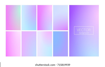 Modern gradient set with vertical abstract backgrounds. Colorful fluid cover for poster, banner, flyer and presentation. Trendy soft color. Template with modern gradient set for screens and mobile app