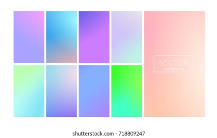 Modern gradient set with vertical abstract backgrounds. Colorful fluid covers for calendar, brochure, invitation, cards. Trendy soft color. Template with modern gradient set for screens and mobile app