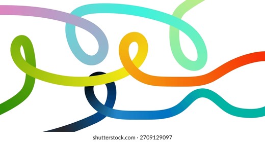 Modernas Formas de gradiente combinadas con ondas de cinta de arco iris y líneas fluidas de colores que crean un fondo de patrón abstracto geométrico vibrante para las necesidades de diseño