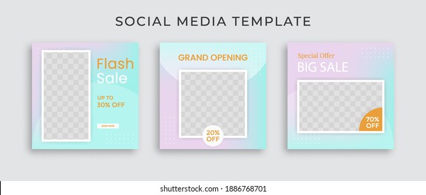 Modern gradient social media post template  Web banner square for ads 