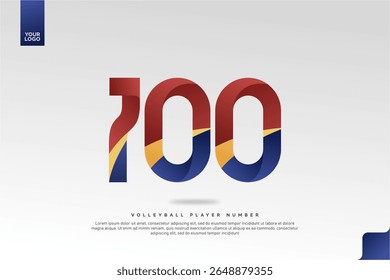 Modern Gradient Sport Number 100 Design for Volleyball Jersey on Minimal White Background