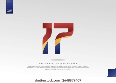 Modern Gradient Sport Number 17 Design for Volleyball Jersey on Minimal White Background