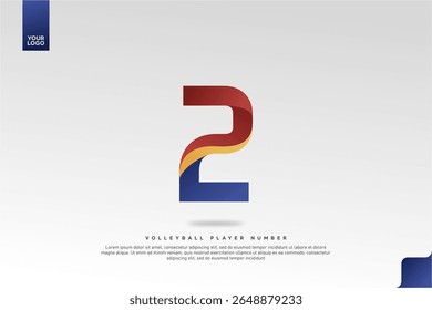Modern Gradient Sport Number 2 Design for Volleyball Jersey on Minimal White Background