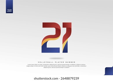 Modern Gradient Sport Number 21 Design for Volleyball Jersey on Minimal White Background