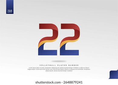 Modern Gradient Sport Number 22 Design for Volleyball Jersey on Minimal White Background