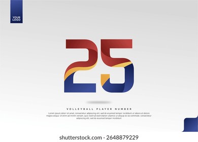 Modern Gradient Sport Number 25 Design for Volleyball Jersey on Minimal White Background