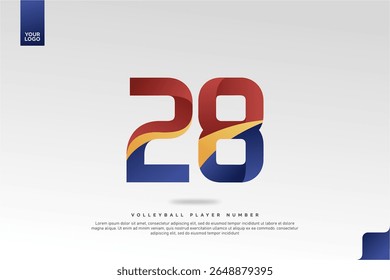 Modern Gradient Sport Number 28 Design for Volleyball Jersey on Minimal White Background