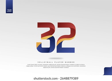 Modern Gradient Sport Number 32 Design for Volleyball Jersey on Minimal White Background