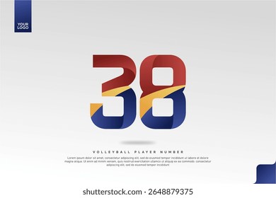 Moderno Gradiente Esporte Número 38 Design para Jersey de Voleibol no fundo branco mínimo
