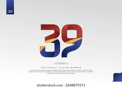 Modern Gradient Sport Number 39 Design for Volleyball Jersey on Minimal White Background