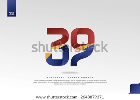 Modern Gradient Sport Number 39 Design for Volleyball Jersey on Minimal White Background