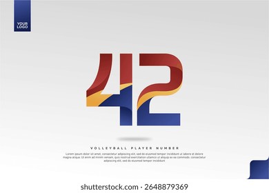 Modern Gradient Sport Number 42 Design for Volleyball Jersey on Minimal White Background