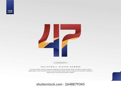 Modern Gradient Sport Number 47 Design for Volleyball Jersey on Minimal White Background