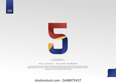 Modern Gradient Sport Number 5 Design for Volleyball Jersey on Minimal White Background