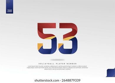Modern Gradient Sport Number 53 Design for Volleyball Jersey on Minimal White Background