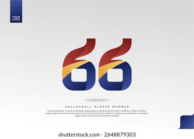 Moderno Gradiente Sport Número 66 Design para Jersey de Voleibol no fundo branco mínimo