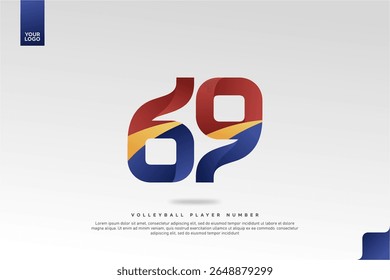 Modern Gradient Sport Number 69 Design for Volleyball Jersey on Minimal White Background
