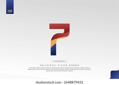 Modern Gradient Sport Number 7 Design for Volleyball Jersey on Minimal White Background