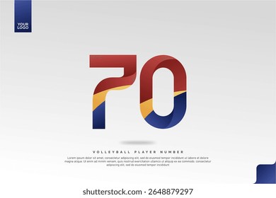 Modern Gradient Sport Number 70 Design for Volleyball Jersey on Minimal White Background