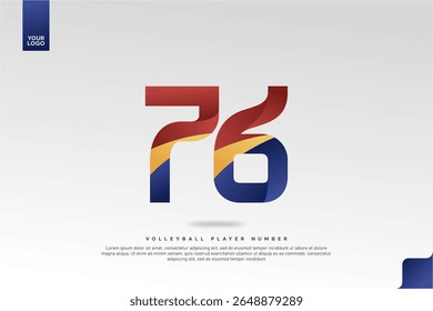Modern Gradient Sport Number 76 Design for Volleyball Jersey on Minimal White Background