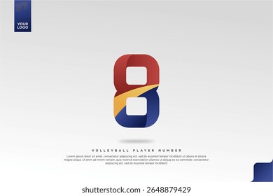 Modern Gradient Sport Number 8 Design for Volleyball Jersey on Minimal White Background