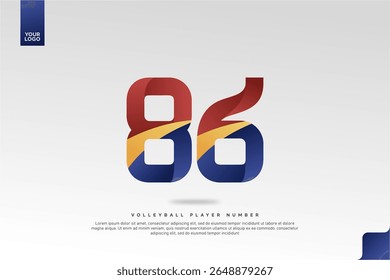 Modern Gradient Sport Number 86 Design for Volleyball Jersey on Minimal White Background
