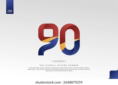 Modern Gradient Sport Number 90 Design for Volleyball Jersey on Minimal White Background