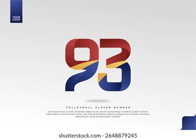 Modern Gradient Sport Number 93 Design for Volleyball Jersey on Minimal White Background