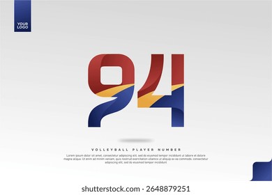 Modern Gradient Sport Number 94 Design for Volleyball Jersey on Minimal White Background