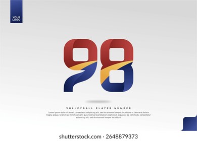 Modern Gradient Sport Number 98 Design for Volleyball Jersey on Minimal White Background