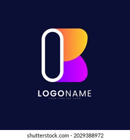 Modern gradient style initial letter b colorful vector logo design template